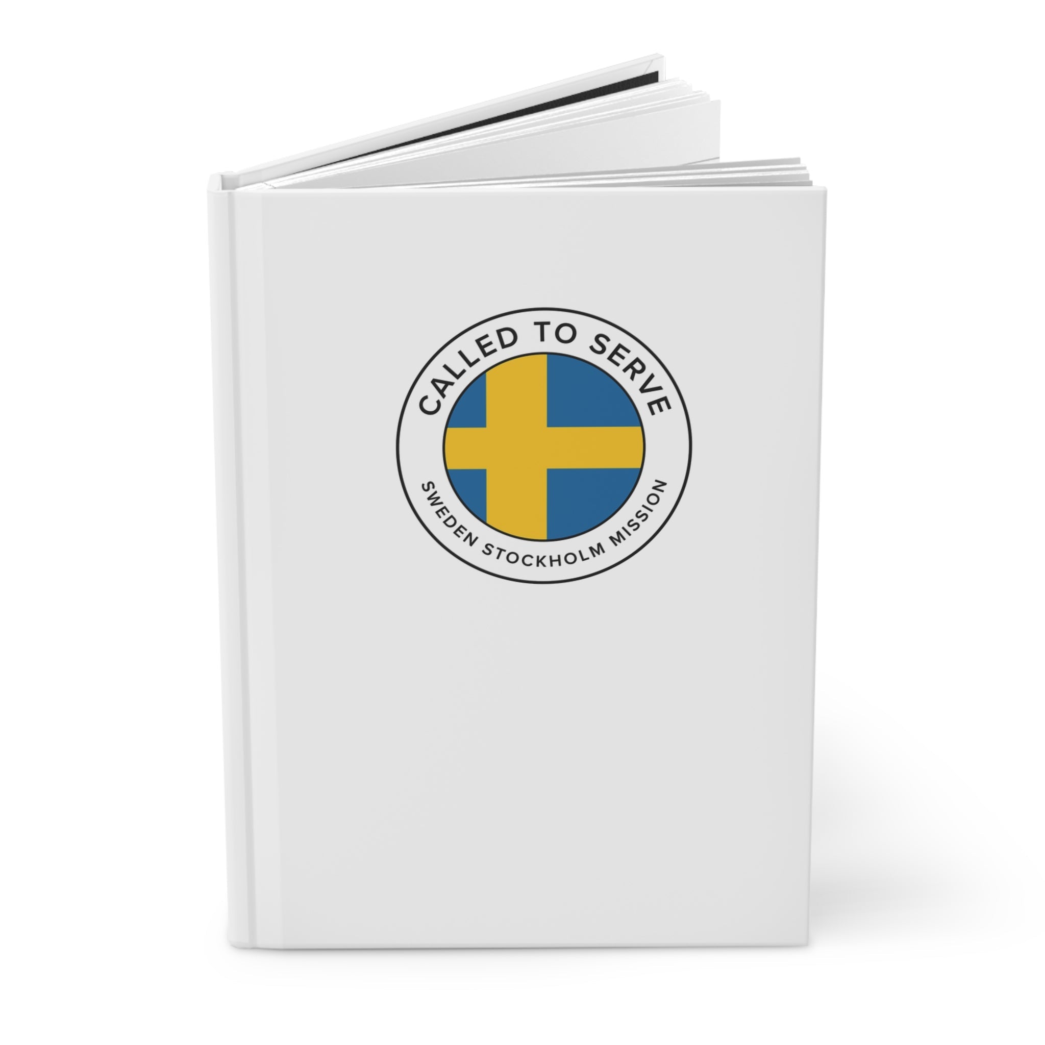 Sweden Stockholm Mission Circle Flag Called to Serve White Hardcover Journal Matte - Latter-Day Saint LDS Missionary Gift - Book of Mormon