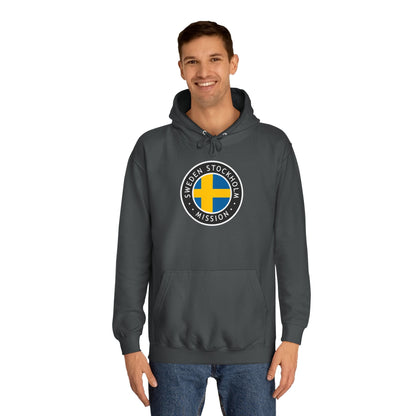 Sweden Stockholm Mission Flag Logo (Black Border) College Hoodie - Latter-Day Saint LDS Missionary Gift - Book of Mormon