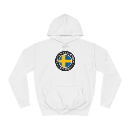 Sweden Stockholm Mission Flag Logo (Black Border) College Hoodie - Latter-Day Saint LDS Missionary Gift - Book of Mormon