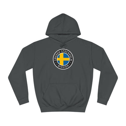 Sweden Stockholm Mission Flag Logo (Black Border) College Hoodie - Latter-Day Saint LDS Missionary Gift - Book of Mormon