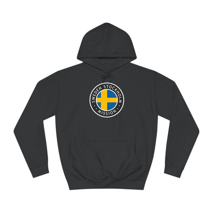 Sweden Stockholm Mission Flag Logo (Black Border) College Hoodie - Latter-Day Saint LDS Missionary Gift - Book of Mormon