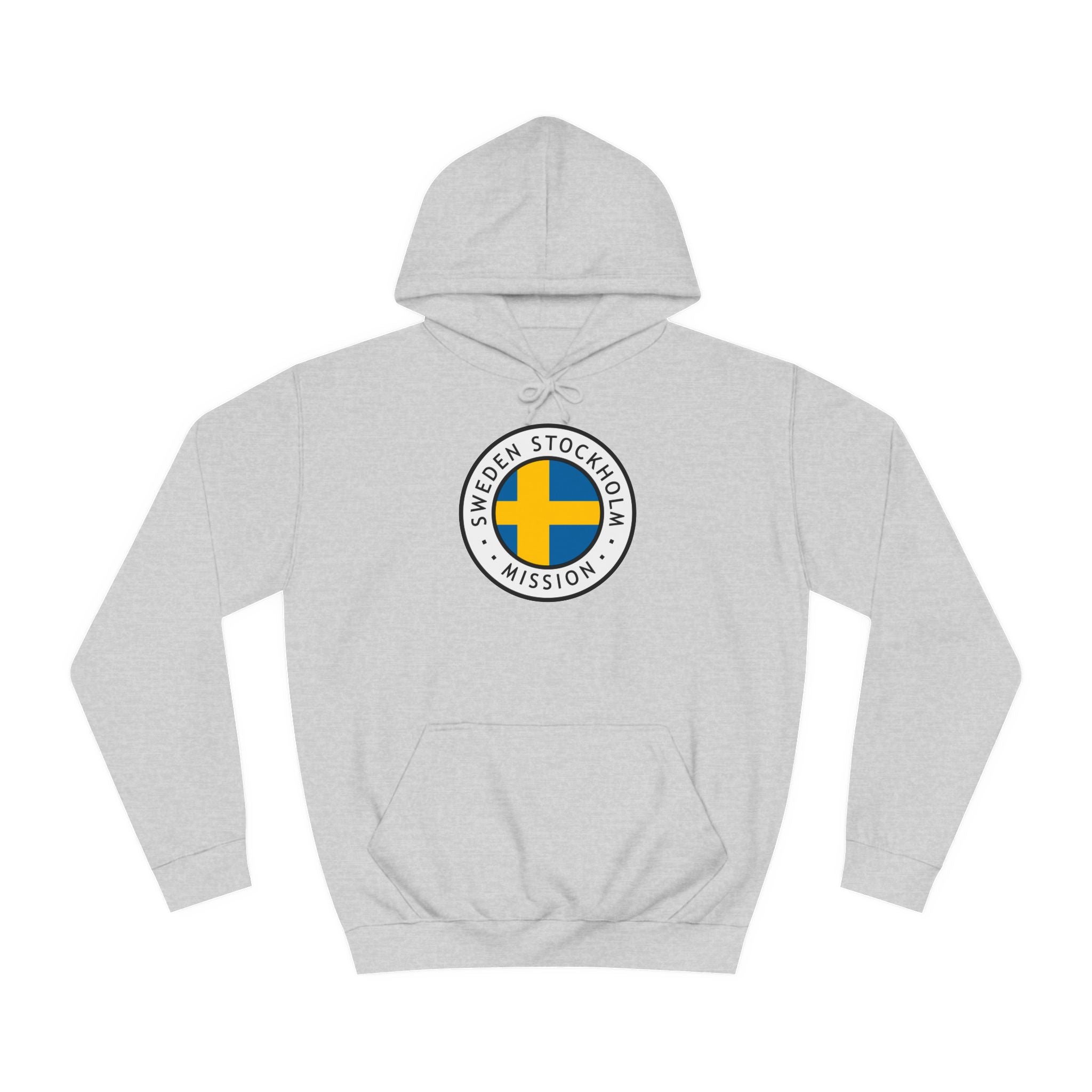 Sweden Stockholm Mission Flag Logo (White Border) College Hoodie - Latter-Day Saint LDS Missionary Gift - Book of Mormon