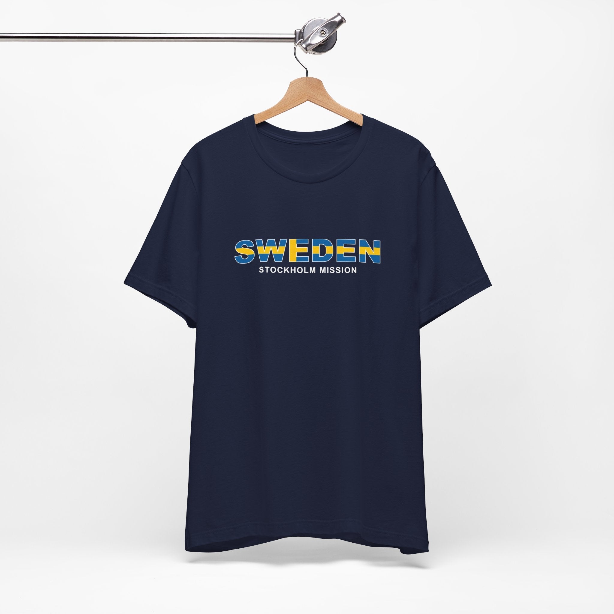 Sweden Stockholm Mission Flag Title T-shirt - Latter-Day Saint LDS Missionary Gift - Book of Mormon