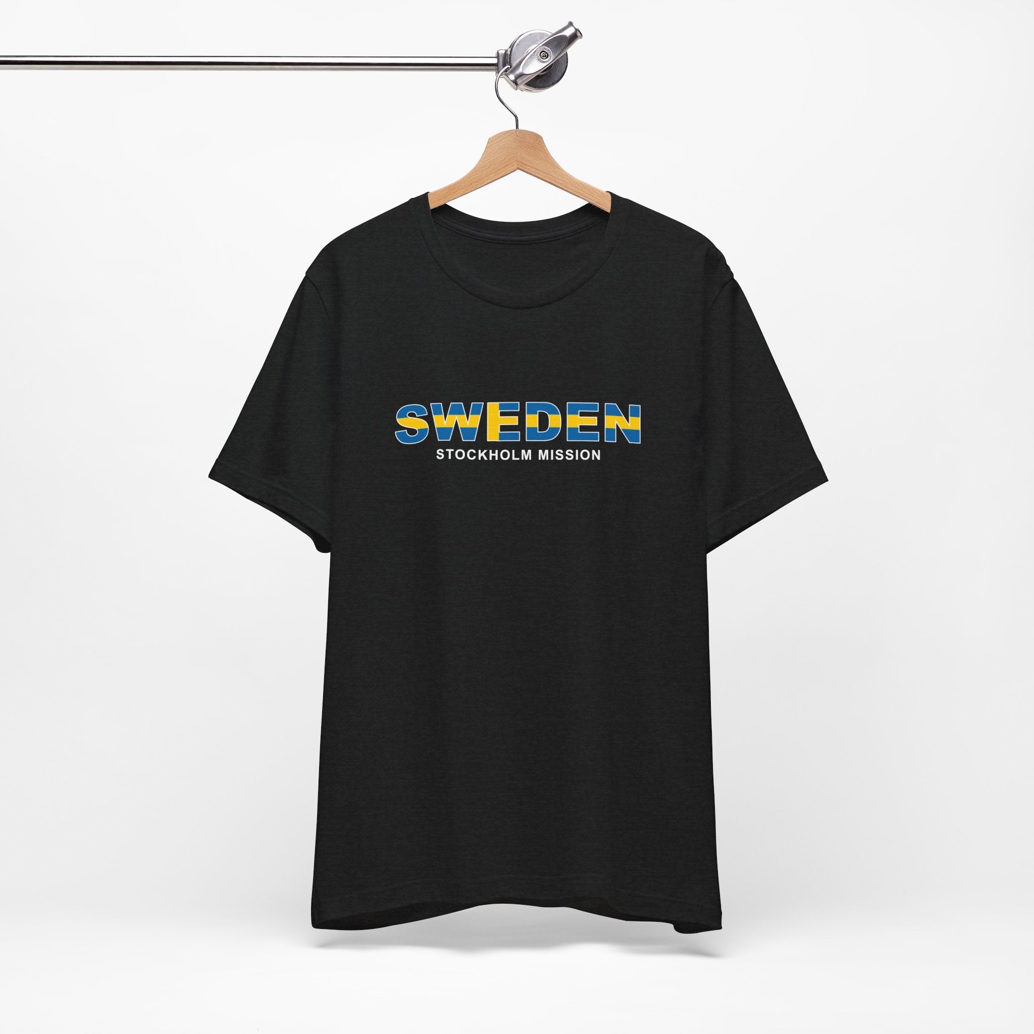 Sweden Stockholm Mission Flag Title T-shirt - Latter-Day Saint LDS Missionary Gift - Book of Mormon