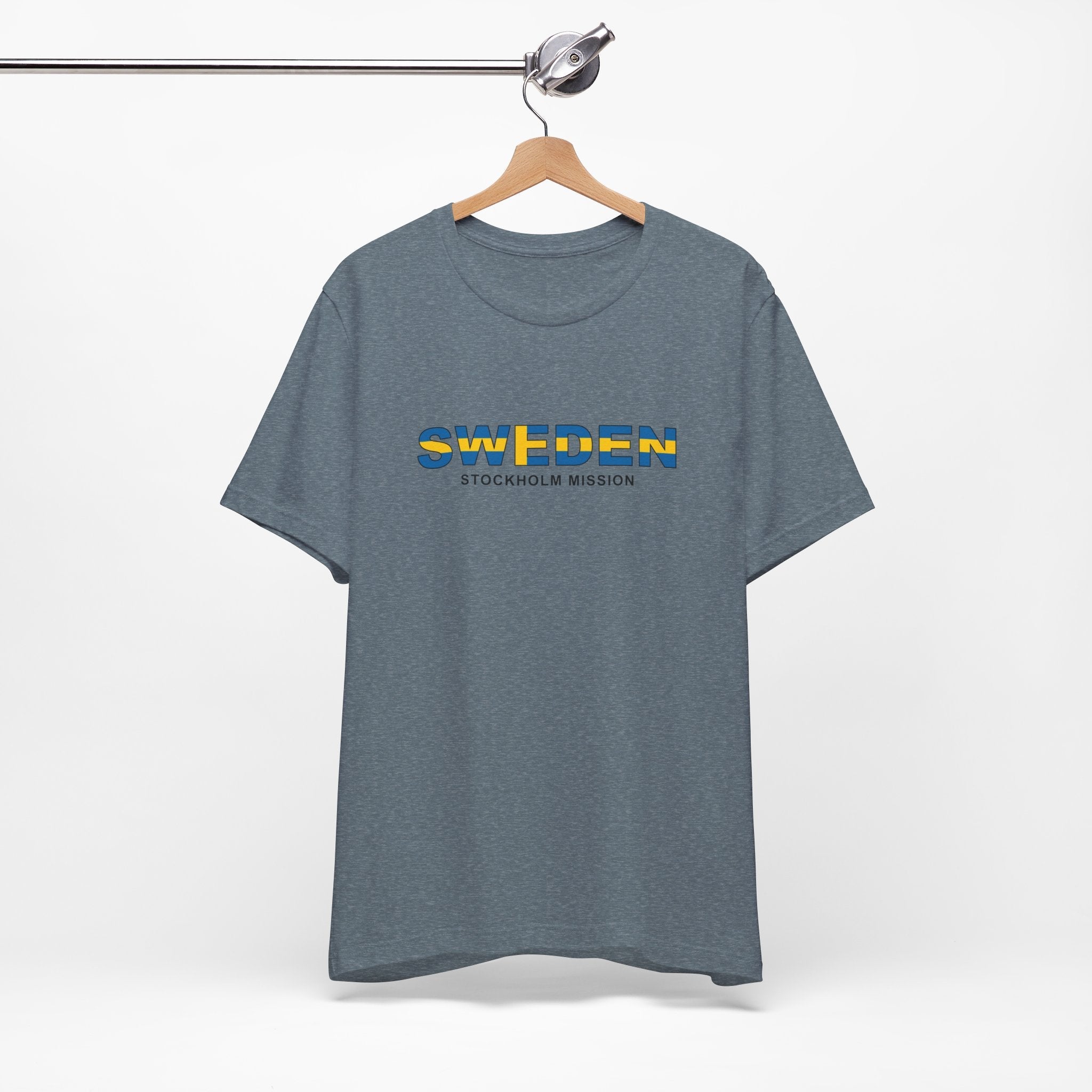 Sweden Stockholm Mission Flag Title T-shirt - Latter-Day Saint LDS Missionary Gift - Book of Mormon