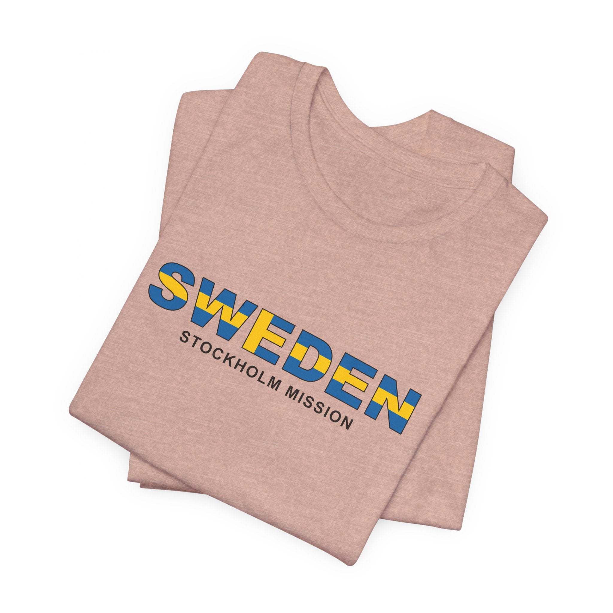 Sweden Stockholm Mission Flag Title T-shirt - Latter-Day Saint LDS Missionary Gift - Book of Mormon