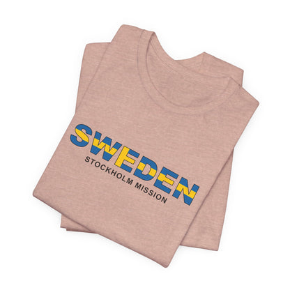 Sweden Stockholm Mission Flag Title T-shirt - Latter-Day Saint LDS Missionary Gift - Book of Mormon