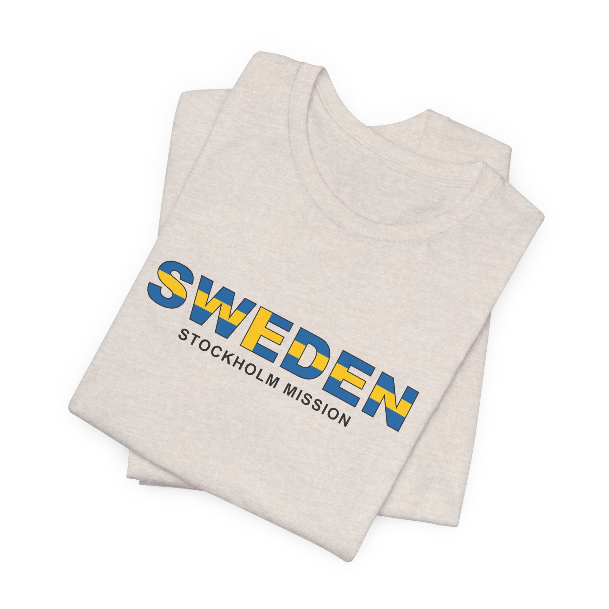 Sweden Stockholm Mission Flag Title T-shirt - Latter-Day Saint LDS Missionary Gift - Book of Mormon