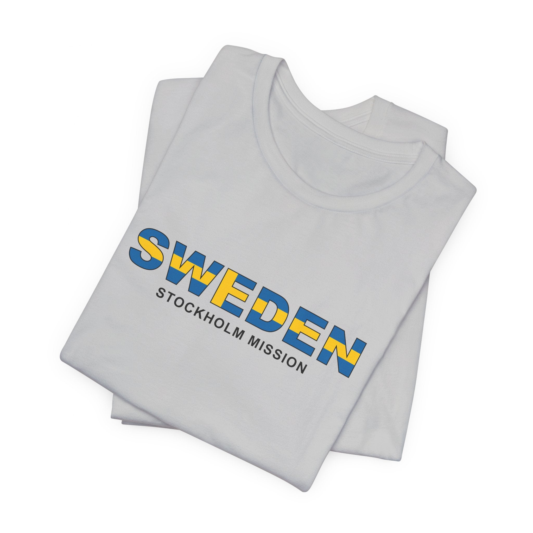 Sweden Stockholm Mission Flag Title T-shirt - Latter-Day Saint LDS Missionary Gift - Book of Mormon
