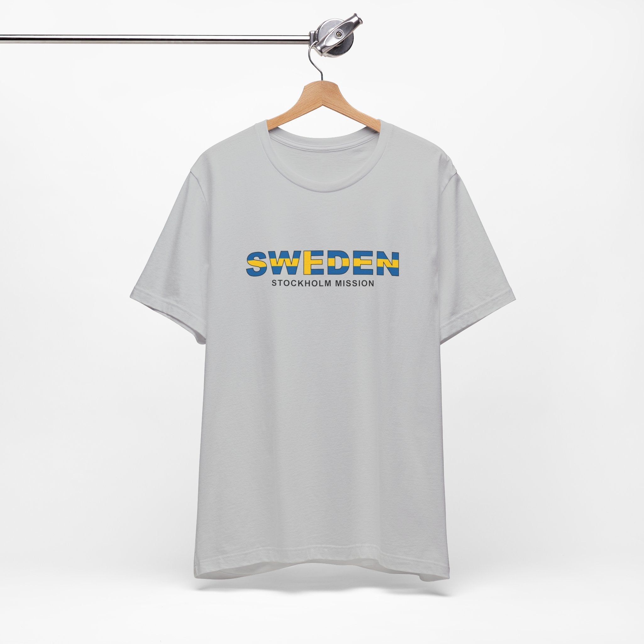 Sweden Stockholm Mission Flag Title T-shirt - Latter-Day Saint LDS Missionary Gift - Book of Mormon