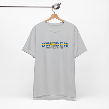 Sweden Stockholm Mission Flag Title T-shirt - Latter-Day Saint LDS Missionary Gift - Book of Mormon