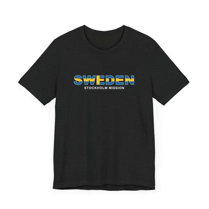 Sweden Stockholm Mission Flag Title T-shirt - Latter-Day Saint LDS Missionary Gift - Book of Mormon