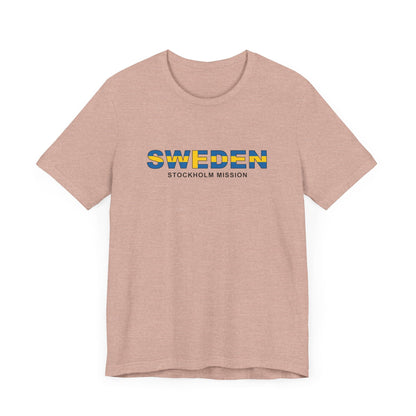 Sweden Stockholm Mission Flag Title T-shirt - Latter-Day Saint LDS Missionary Gift - Book of Mormon