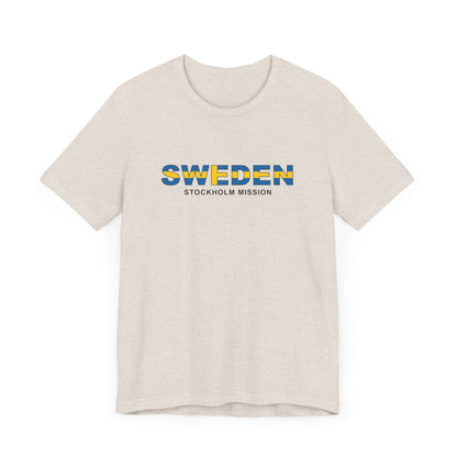 Sweden Stockholm Mission Flag Title T-shirt - Latter-Day Saint LDS Missionary Gift - Book of Mormon