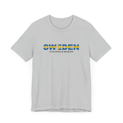 Sweden Stockholm Mission Flag Title T-shirt - Latter-Day Saint LDS Missionary Gift - Book of Mormon
