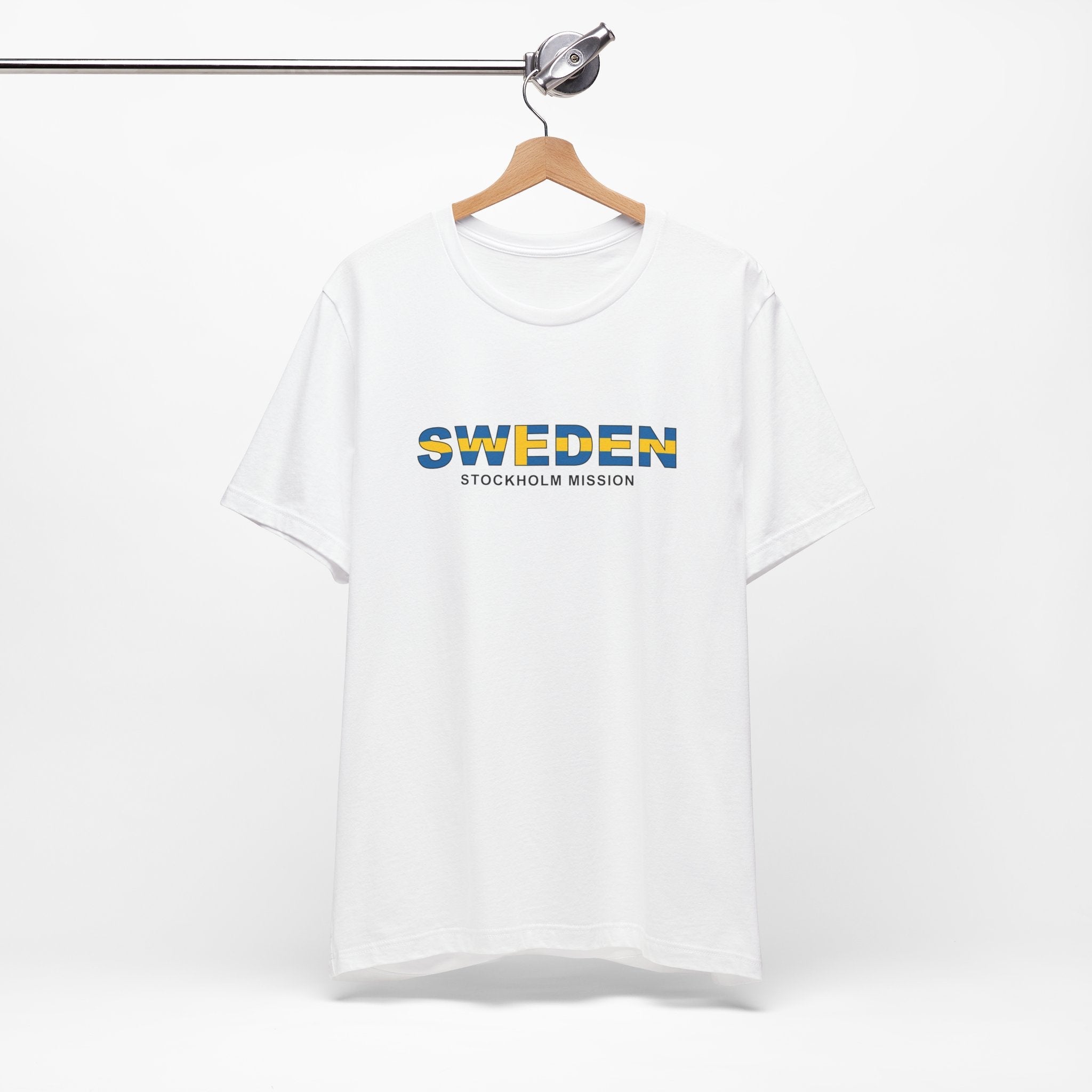 Sweden Stockholm Mission Flag Title T-shirt - Latter-Day Saint LDS Missionary Gift - Book of Mormon