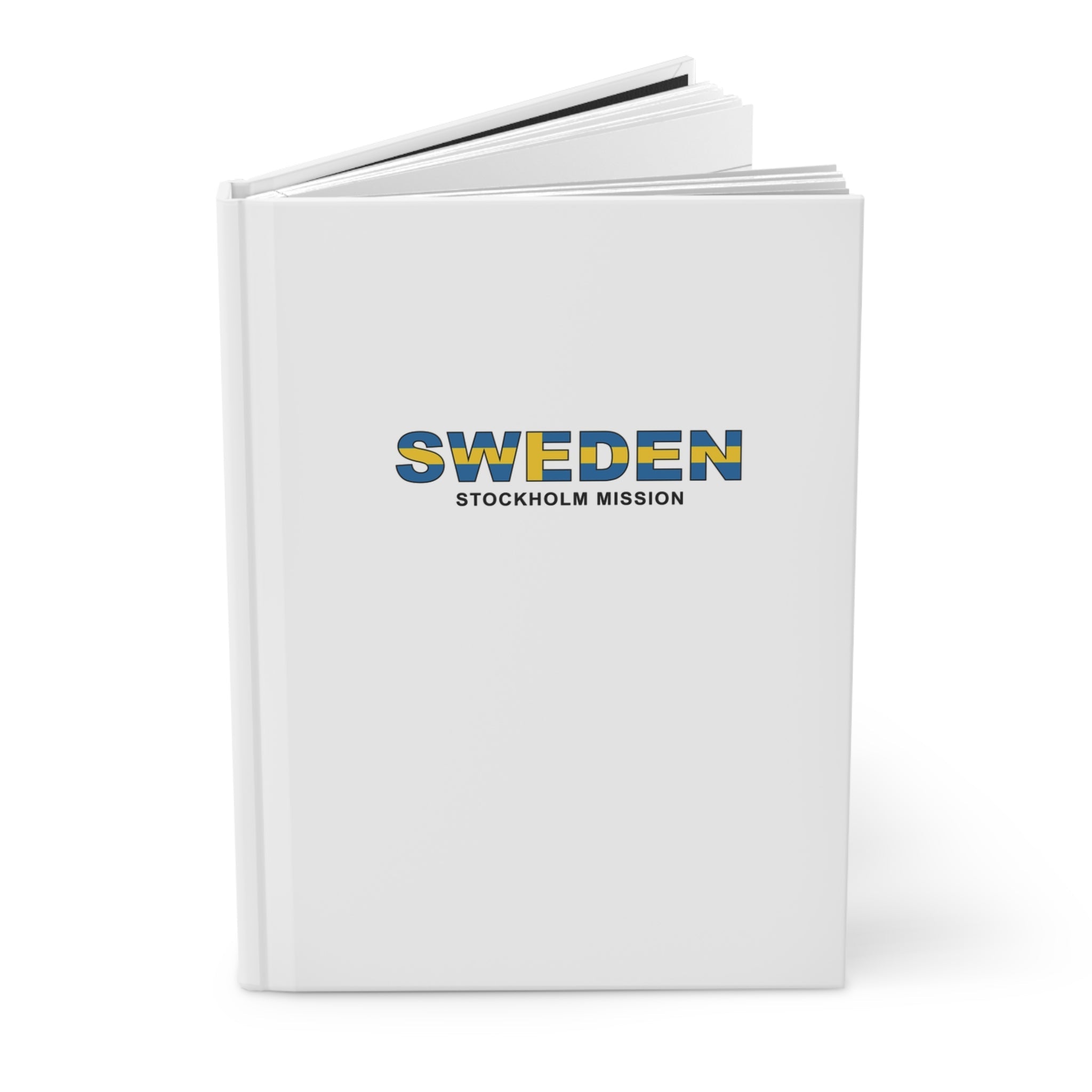 Sweden Stockholm Mission Flag Title White Hardcover Journal Matte - Latter-Day Saint LDS Missionary Gift - Book of Mormon