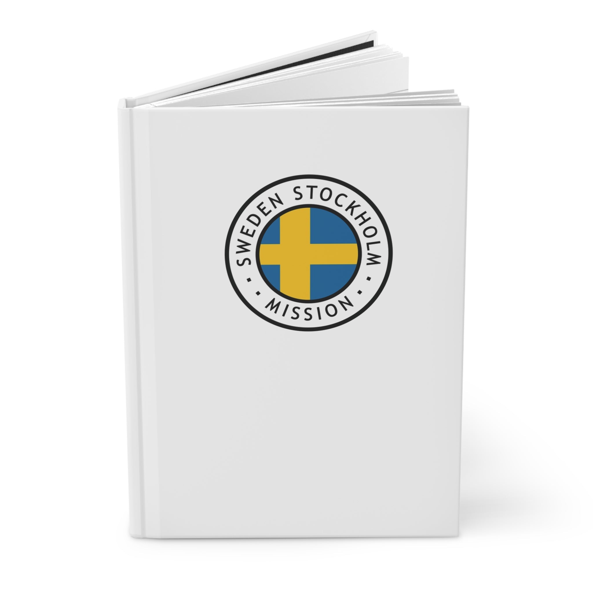 Sweden Stockholm Mission Logo Design White Hardcover Journal Matte - Latter-Day Saint LDS Missionary Gift - Book of Mormon