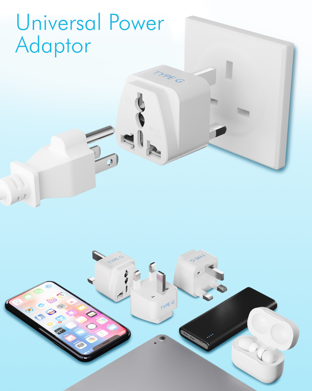 UK, England Travel Adapter - Type G - 3 Pack (GP-7)