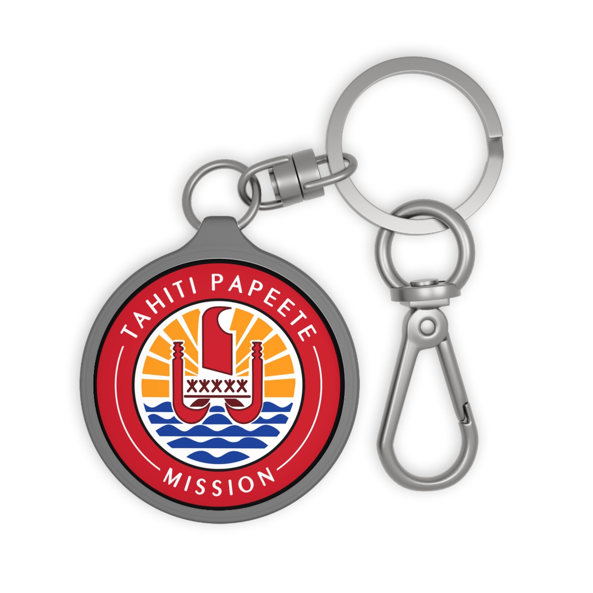 Tahiti Papeete Mission Circle Flag Key Tag - Latter-Day Saint LDS Missionary Gift - Book of Mormon