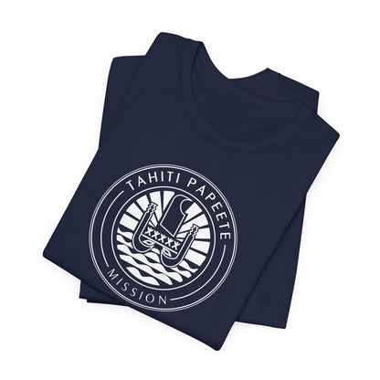 Tahiti Papeete Mission Circular Monochrome Logo T-Shirt - Latter-Day Saint LDS Missionary Gift - Book of Mormon