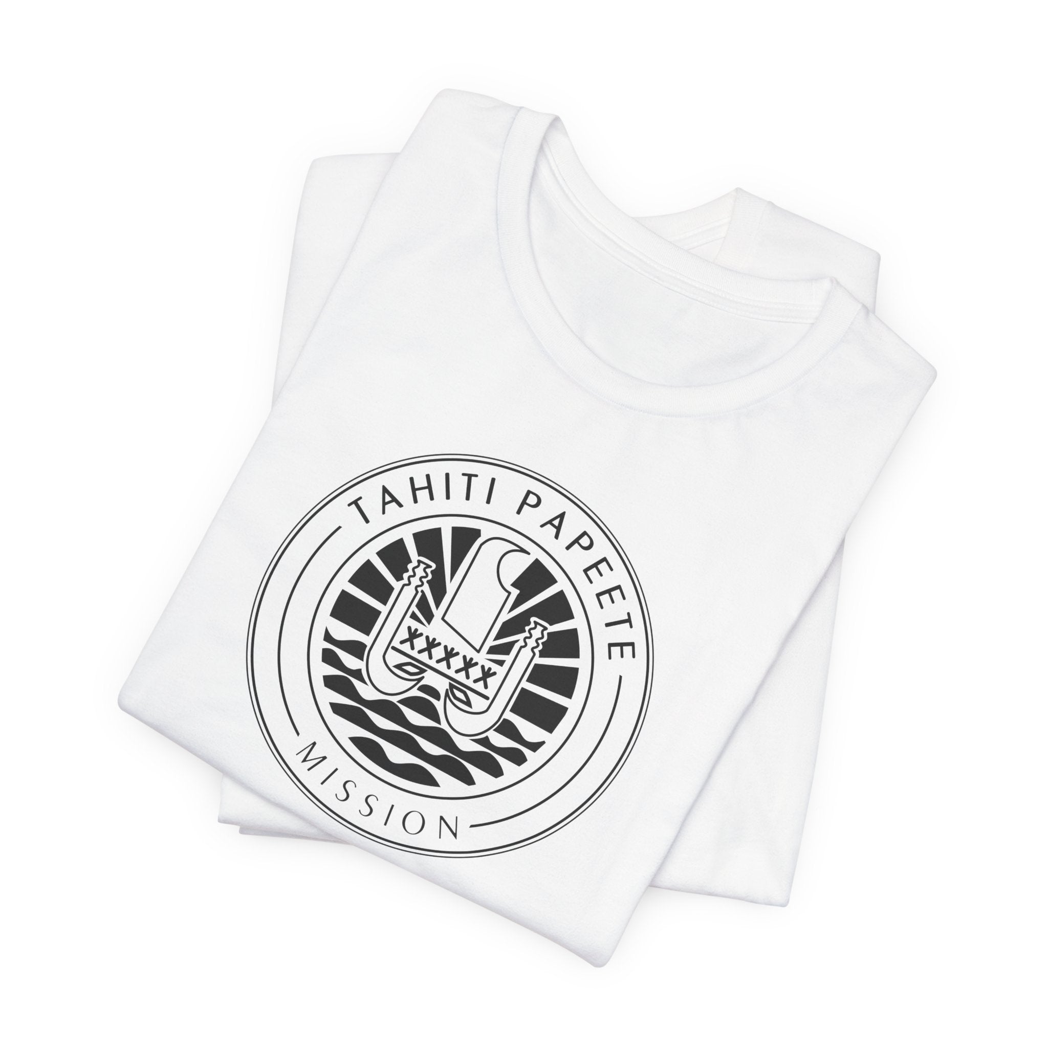 Tahiti Papeete Mission Circular Monochrome Logo T-Shirt - Latter-Day Saint LDS Missionary Gift - Book of Mormon