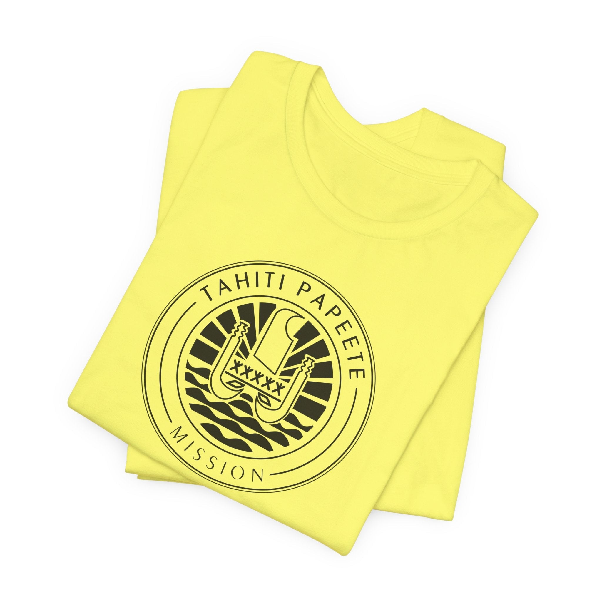 Tahiti Papeete Mission Circular Monochrome Logo T-Shirt - Latter-Day Saint LDS Missionary Gift - Book of Mormon