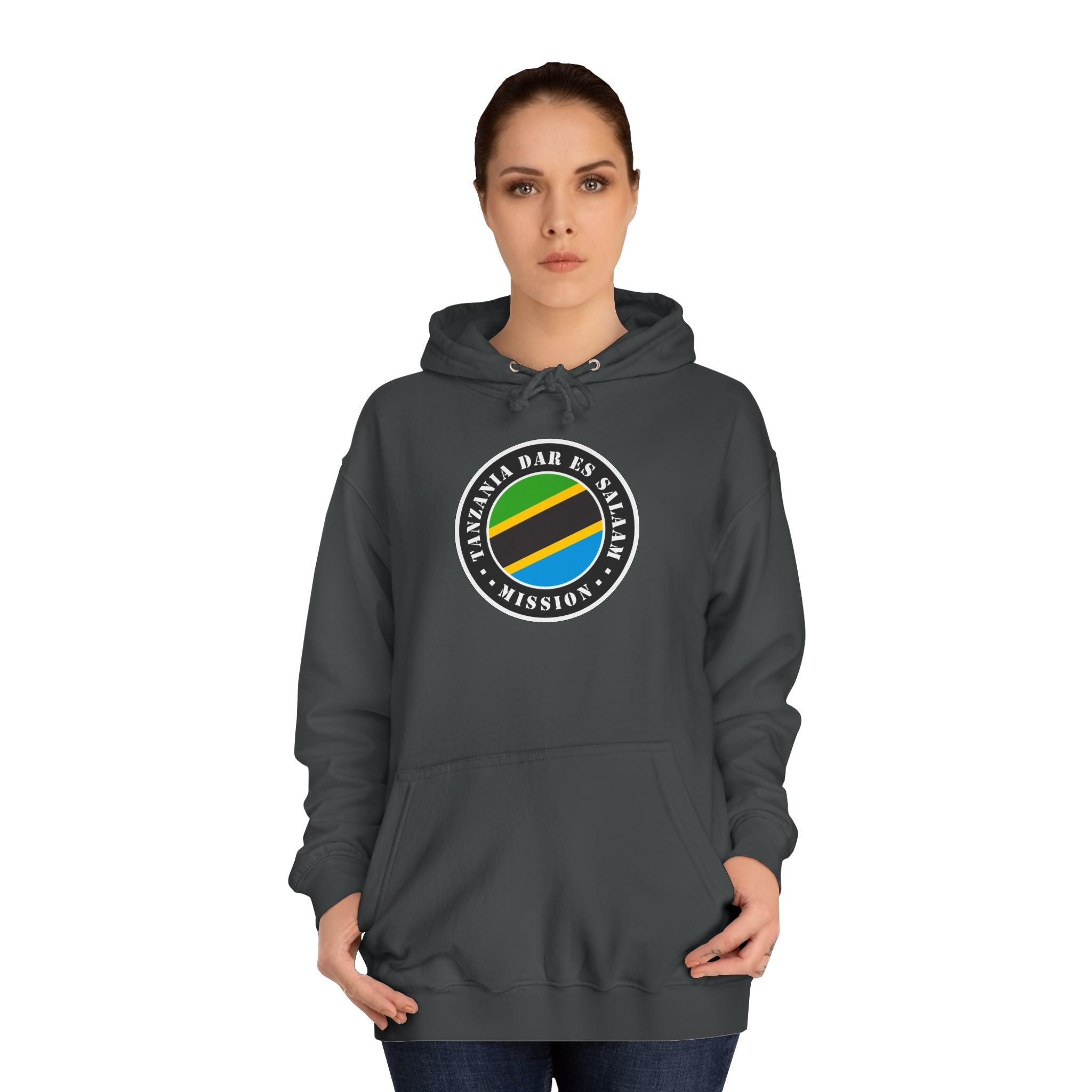 Tanzania Dar es Salaam Mission Flag Logo (Black Border) College Hoodie