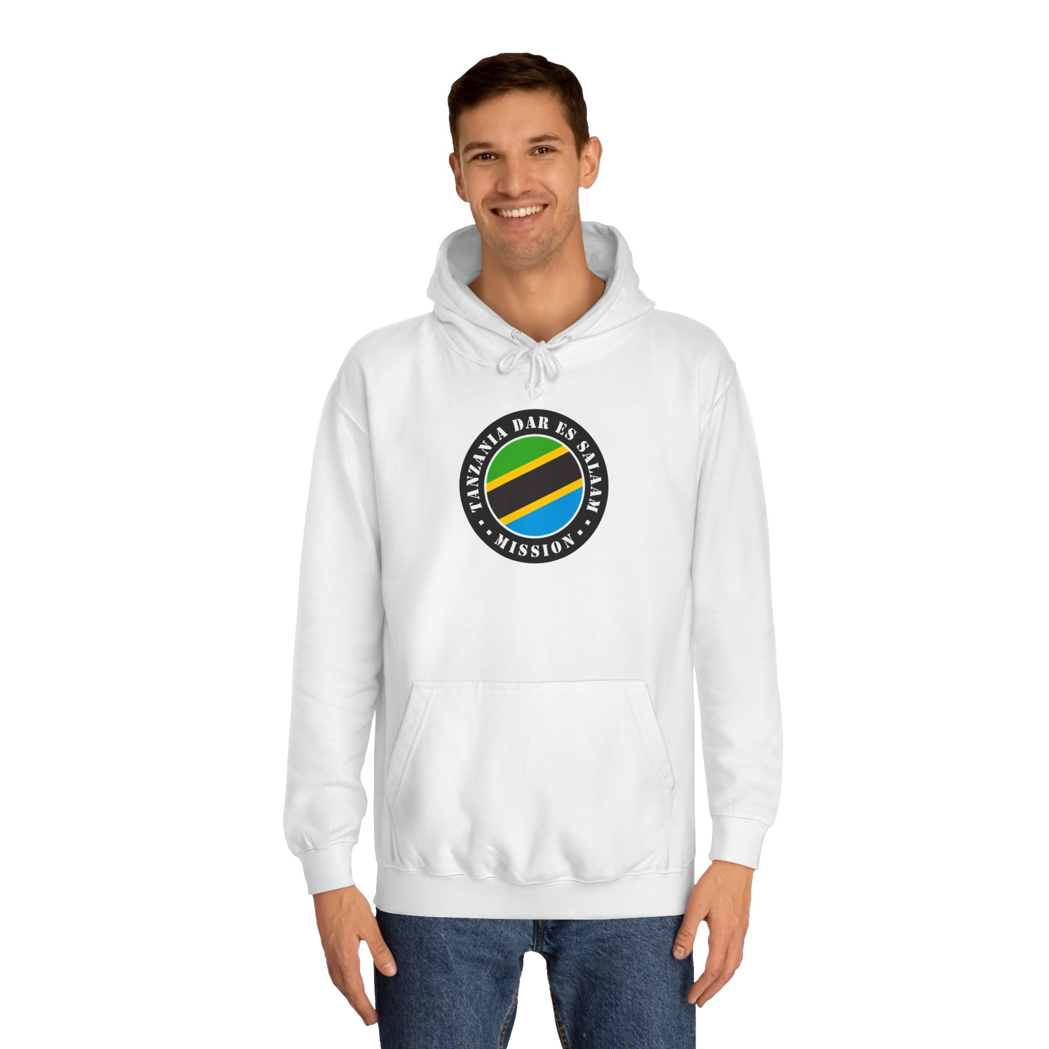 Tanzania Dar es Salaam Mission Flag Logo (Black Border) College Hoodie