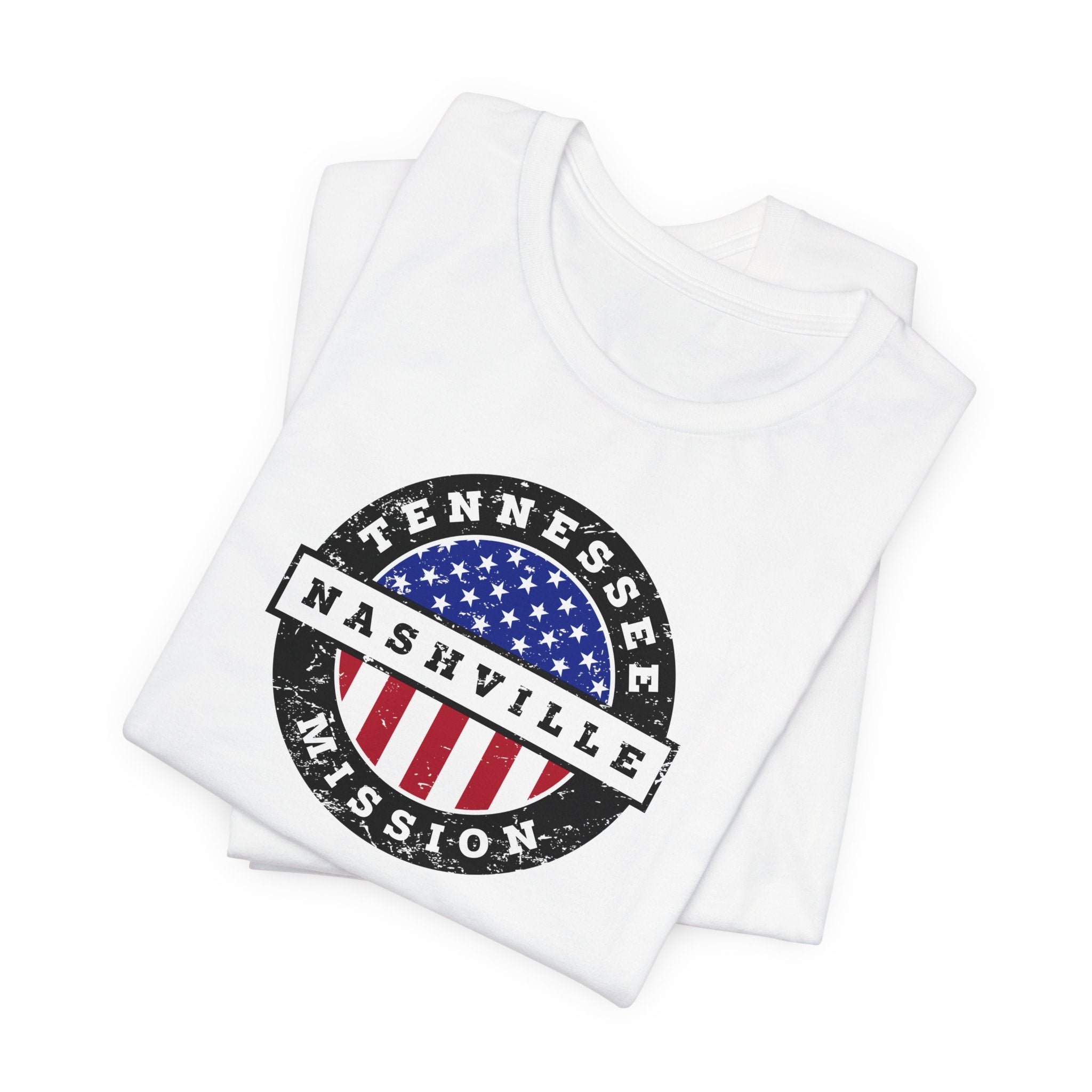 Tennessee Nashville Mission Vintage Circular USA Flag T-Shirt - Latter-Day Saint LDS Missionary Gift - Book of Mormon