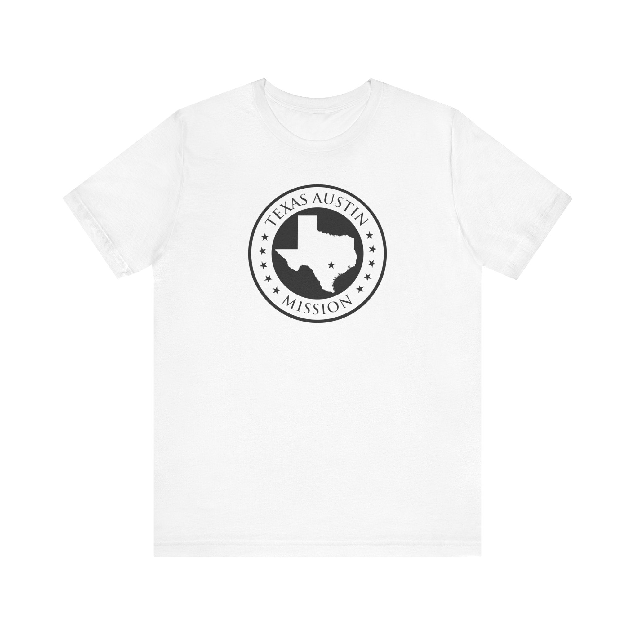 Texas Austin Mission Circular Monochrome Logo T-Shirt - Latter-Day Saint LDS Missionary Gift - Book of Mormon