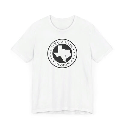 Texas Austin Mission Circular Monochrome Logo T-Shirt - Latter-Day Saint LDS Missionary Gift - Book of Mormon