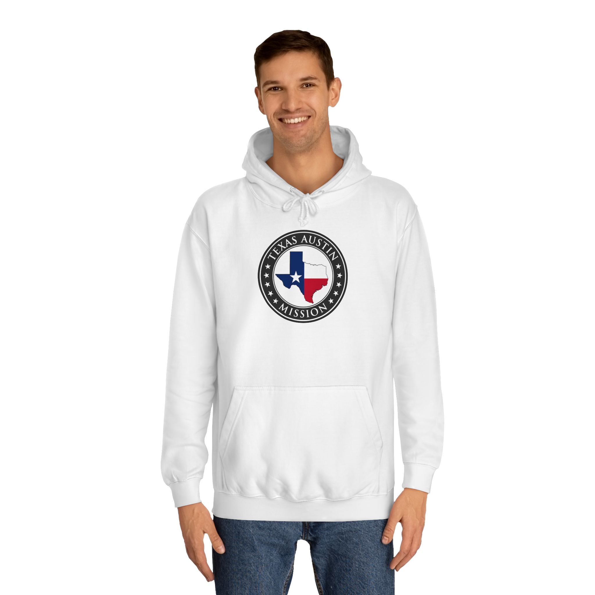 Texas Austin Mission State Flag Logo (Black Border) College Hoodie