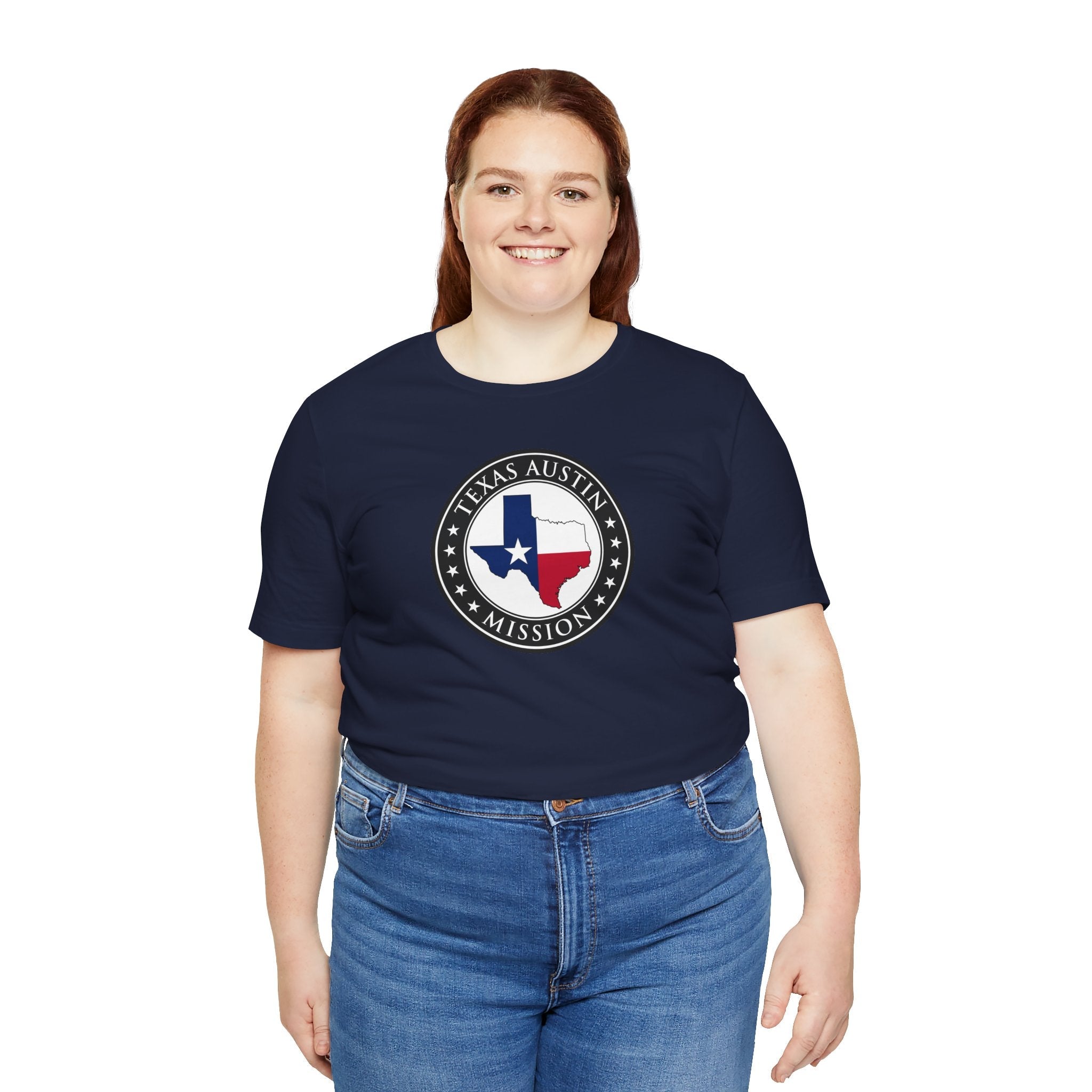 Texas Austin Mission State Flag Logo (Black Border) T-shirt - Latter-Day Saint LDS Missionary Gift - Book of Mormon