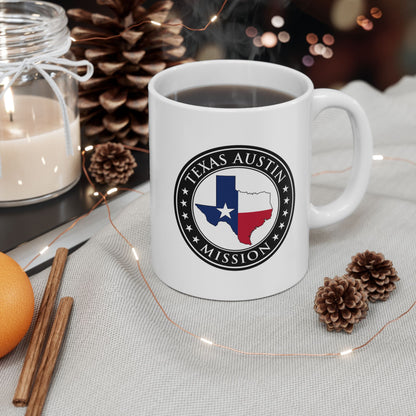 Texas Austin Mission State Flag Logo Ceramic Mug White - Latter-Day Saint LDS Missionary Gift - Book of Mormon