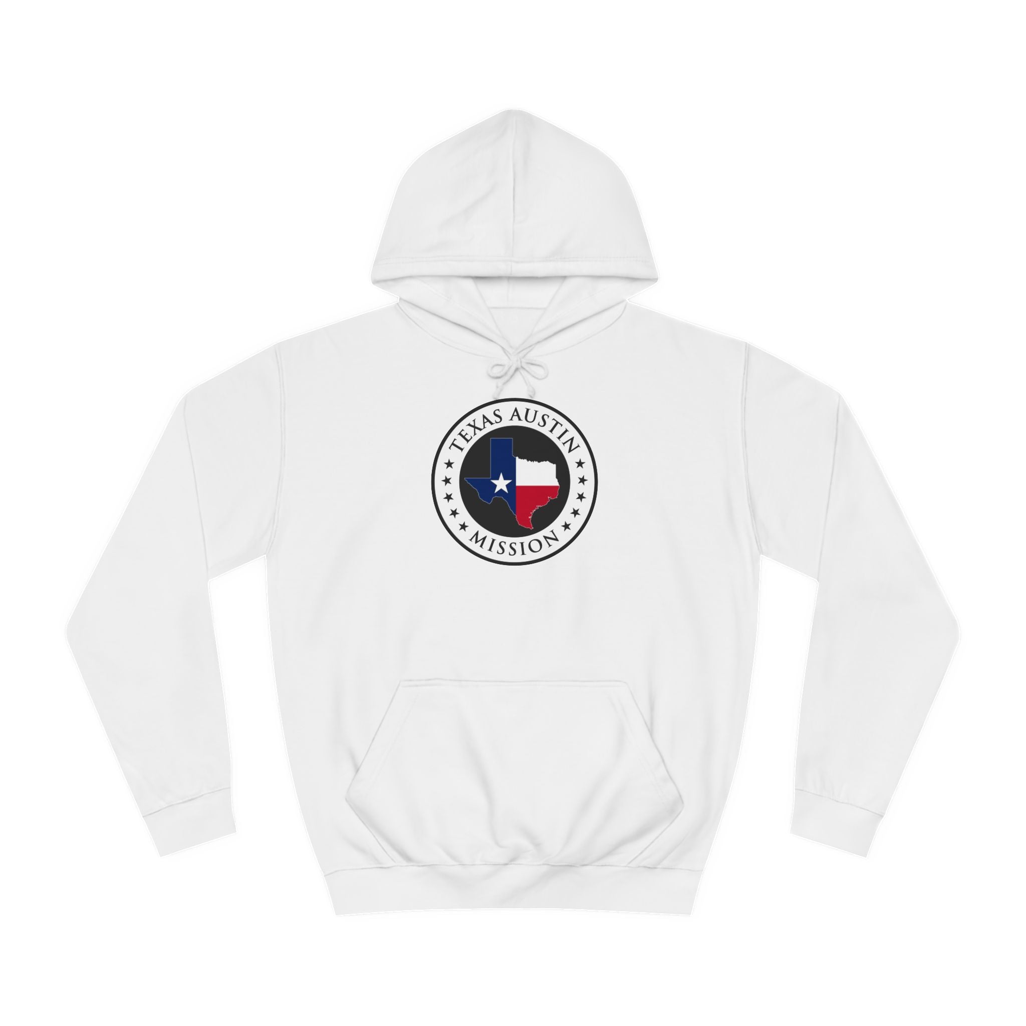 Texas Austin Mission State Flag Logo (White Border) College Hoodie