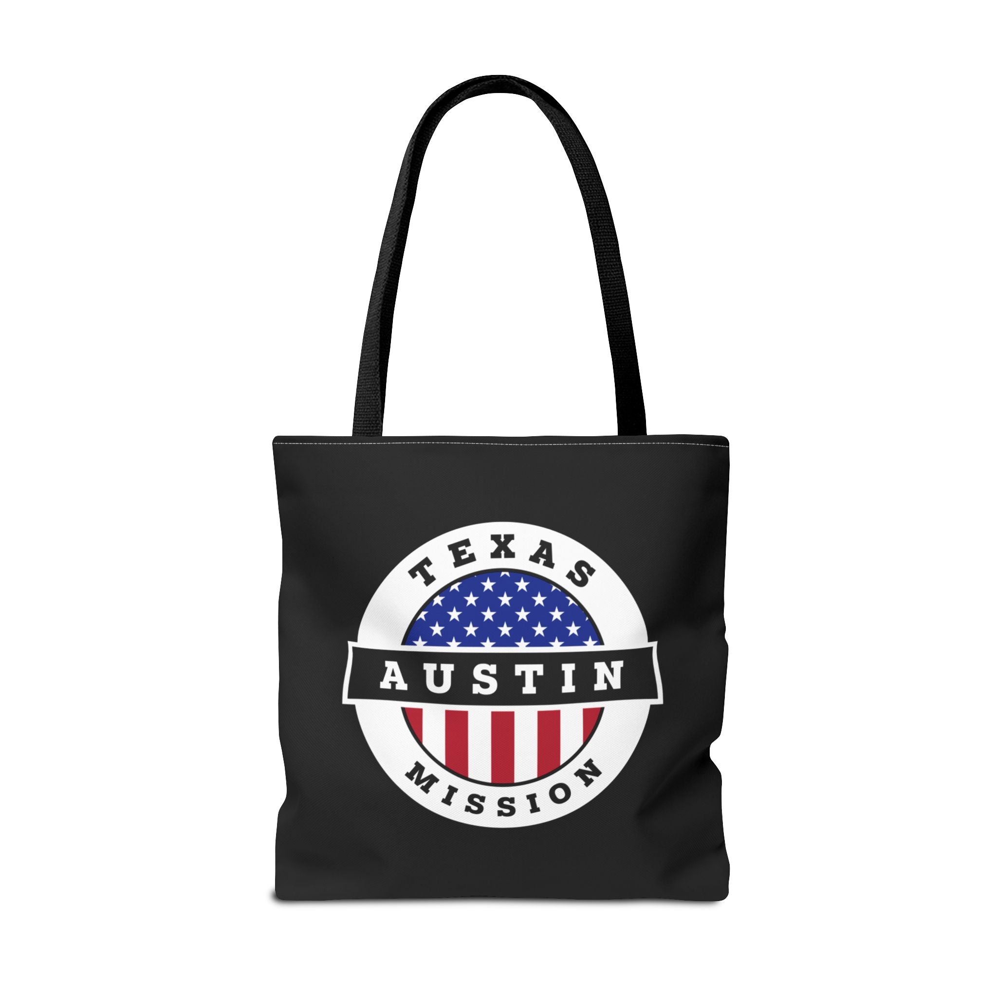 Texas Austin Mission USA Flag Logo Tote Bag Black - Latter-Day Saint LDS Missionary Gift - Book of Mormon