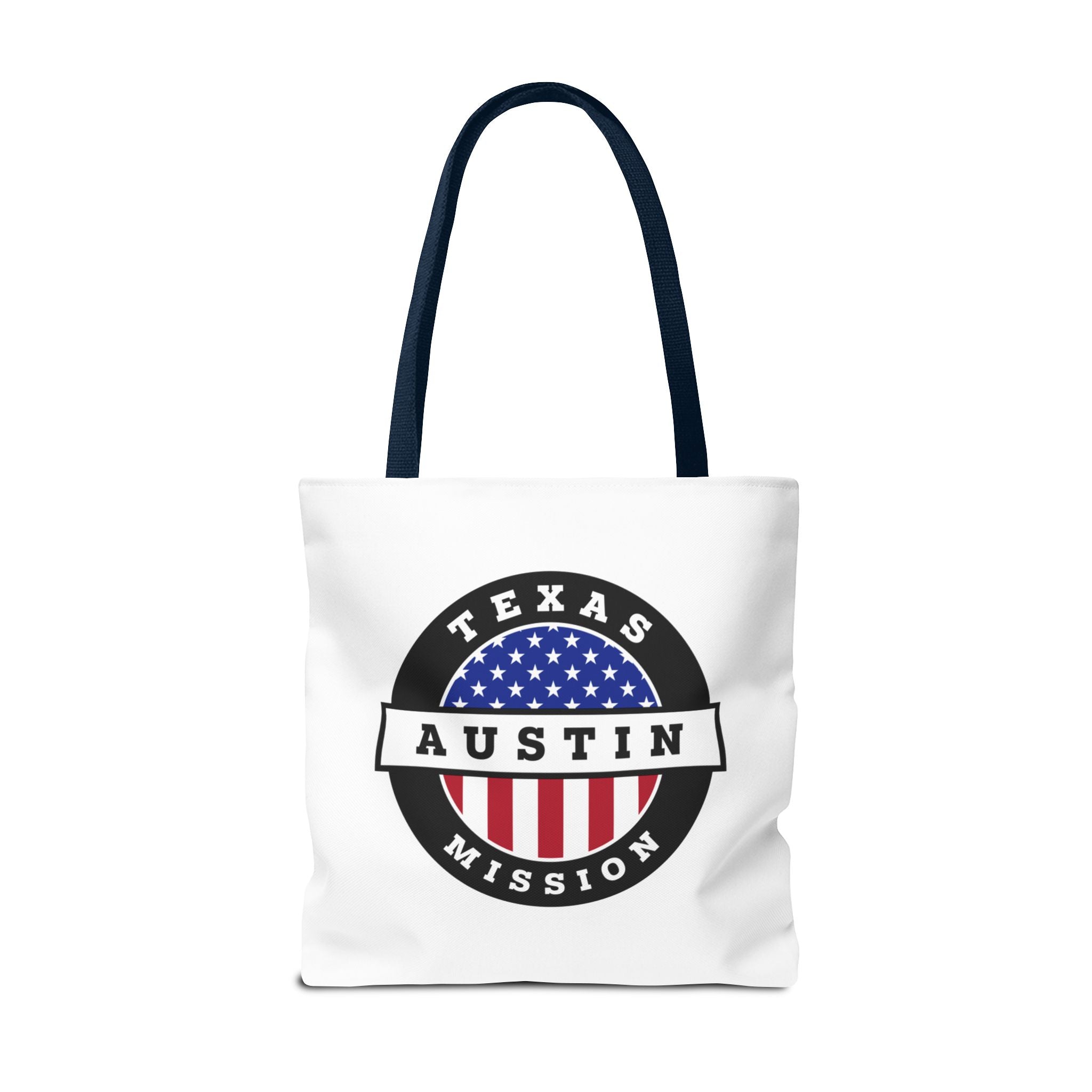 Texas Austin Mission USA Flag Logo Tote Bag White - Latter-Day Saint LDS Missionary Gift - Book of Mormon