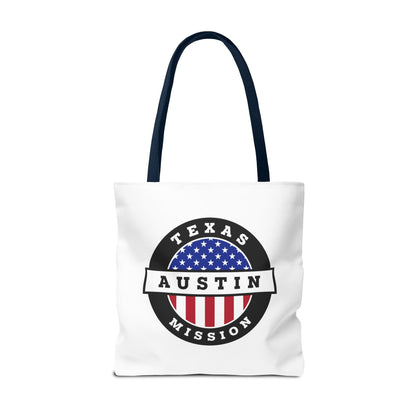 Texas Austin Mission USA Flag Logo Tote Bag White - Latter-Day Saint LDS Missionary Gift - Book of Mormon