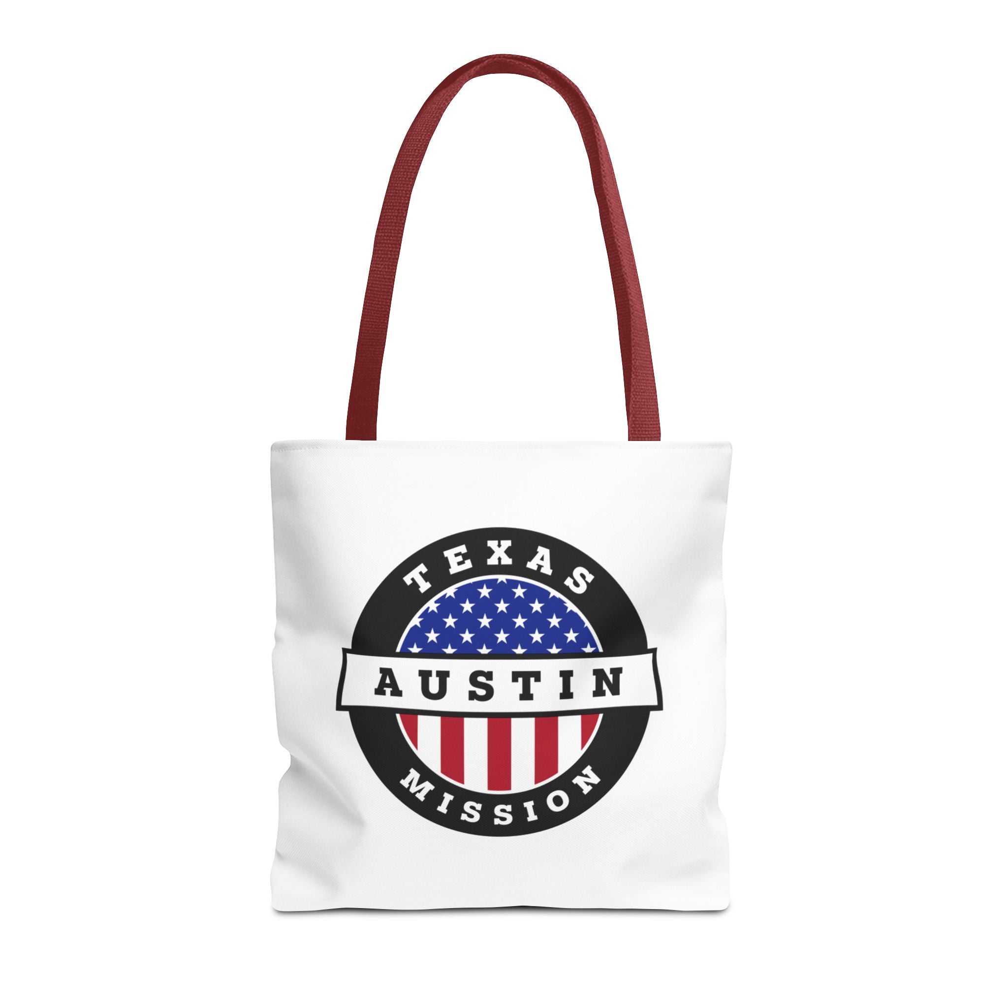 Texas Austin Mission USA Flag Logo Tote Bag White - Latter-Day Saint LDS Missionary Gift - Book of Mormon