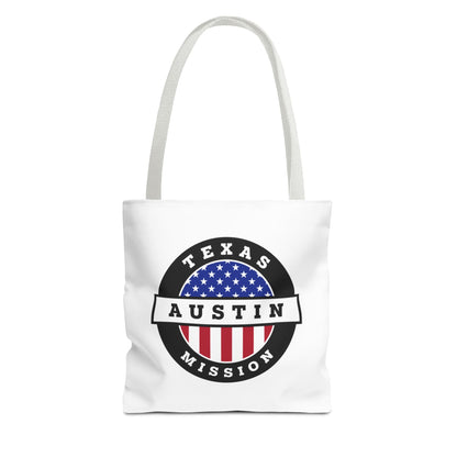 Texas Austin Mission USA Flag Logo Tote Bag White - Latter-Day Saint LDS Missionary Gift - Book of Mormon