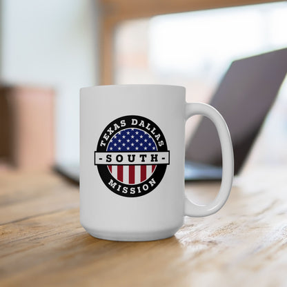 Texas Dallas South Mission Circular Flag White Ceramic Mug - Latter-Day Saint LDS Missionary Gift - Book of Mormon