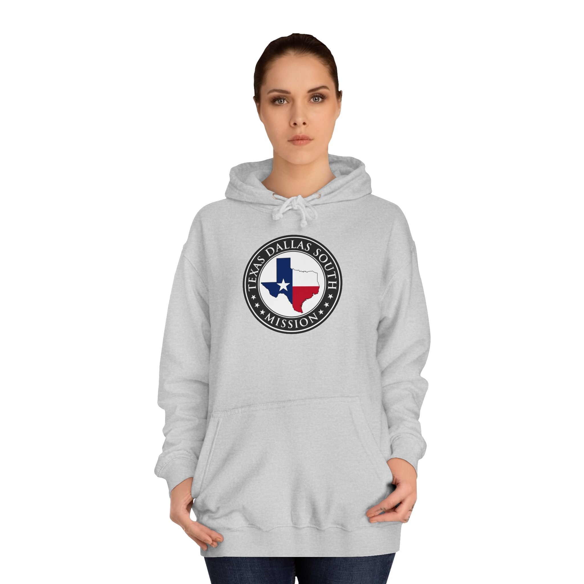 Texas Dallas South Mission State Flag Logo (Black Border) College Hoodie