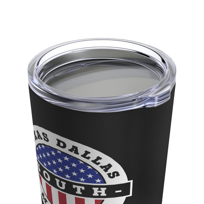Texas Dallas South Mission USA Flag Logo Tumbler 20oz Black - Latter-Day Saint LDS Missionary Gift - Book of Mormon