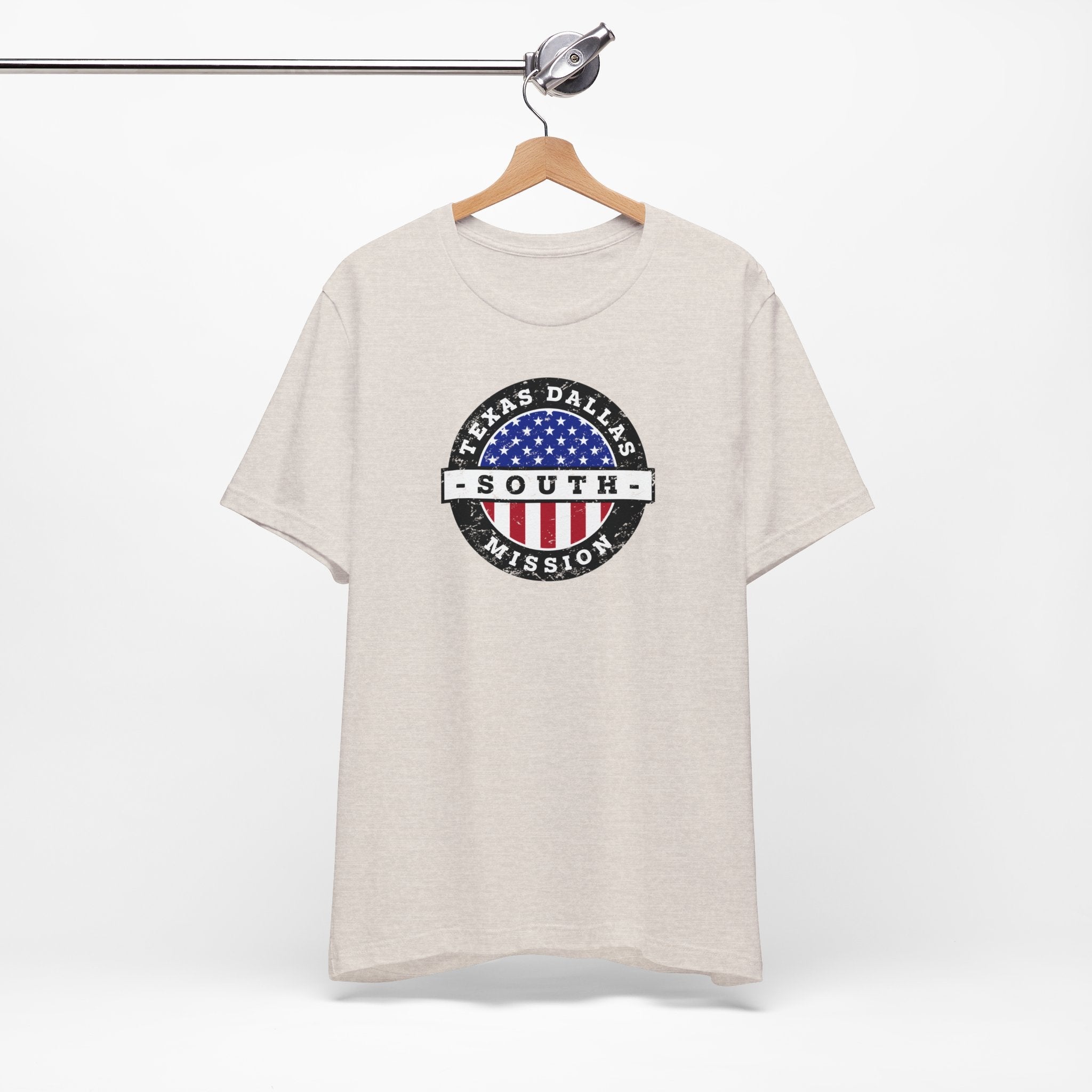 Texas Dallas South Mission Vintage Circular USA Flag T-Shirt - Latter-Day Saint LDS Missionary Gift - Book of Mormon