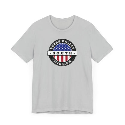 Texas Dallas South Mission Vintage Circular USA Flag T-Shirt - Latter-Day Saint LDS Missionary Gift - Book of Mormon