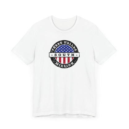 Texas Dallas South Mission Vintage Circular USA Flag T-Shirt - Latter-Day Saint LDS Missionary Gift - Book of Mormon