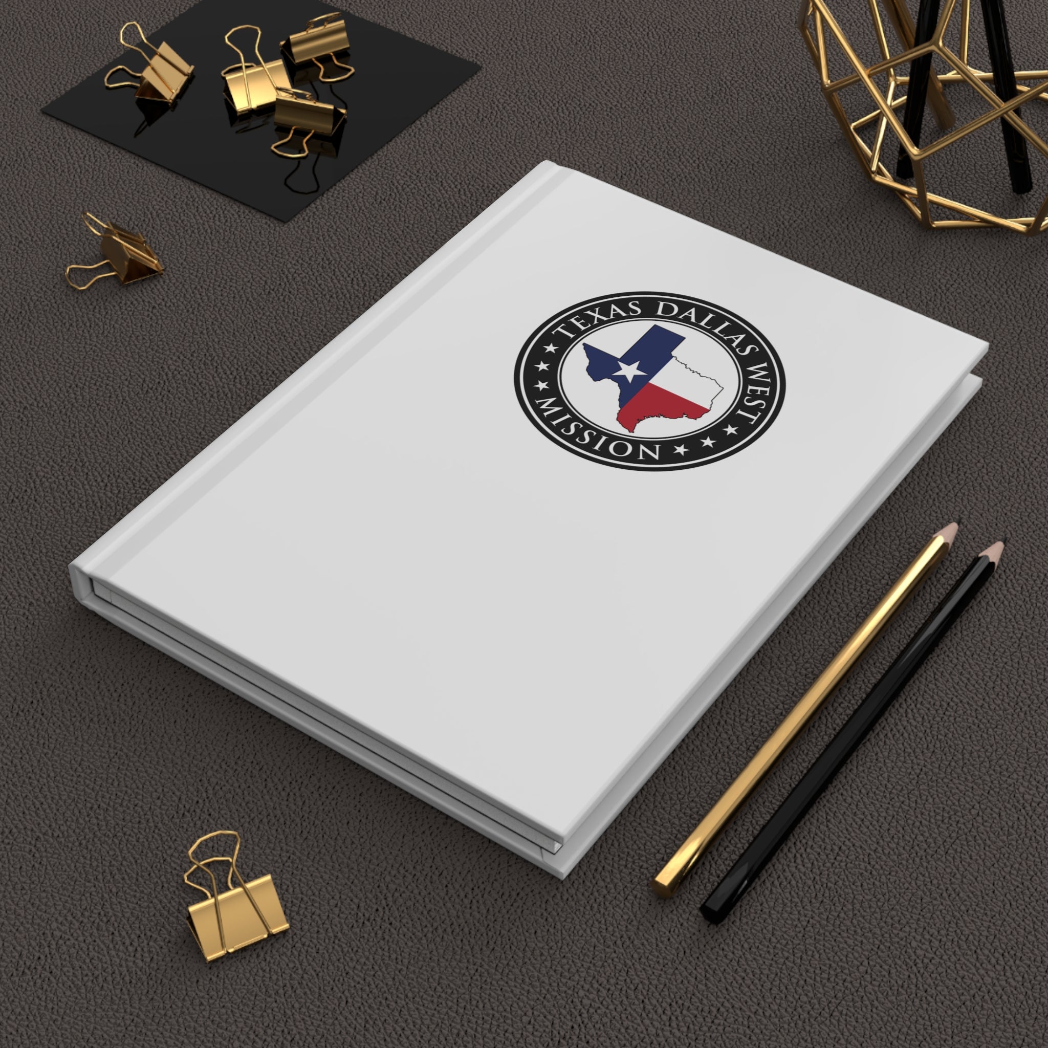 Texas Dallas West Mission Logo Design White Hardcover Journal Matte - Latter-Day Saint LDS Missionary Gift - Book of Mormon