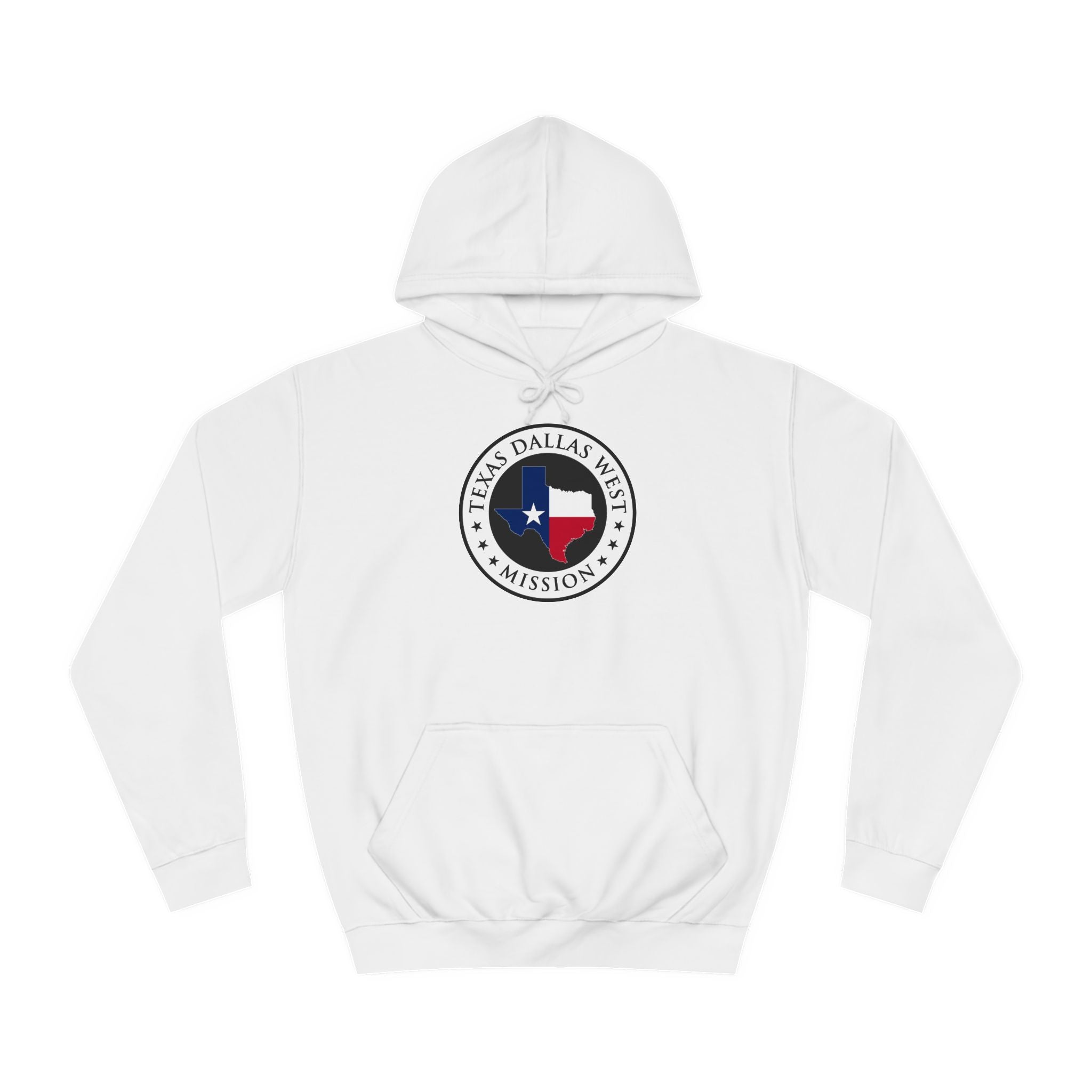 Texas Dallas West Mission State Flag Logo (White Border) College Hoodie