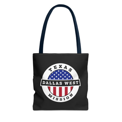 Texas Dallas West Mission USA Flag Logo Tote Bag Black - Latter-Day Saint LDS Missionary Gift - Book of Mormon